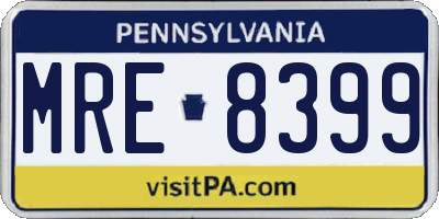 PA license plate MRE8399