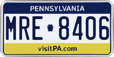 PA license plate MRE8406
