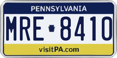 PA license plate MRE8410