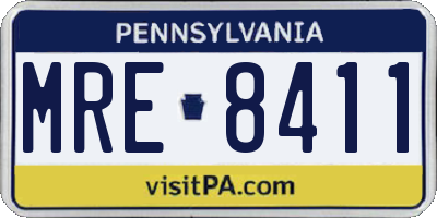 PA license plate MRE8411