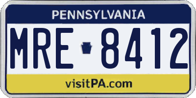 PA license plate MRE8412
