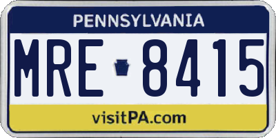PA license plate MRE8415