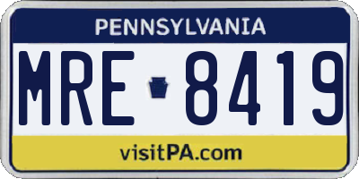 PA license plate MRE8419