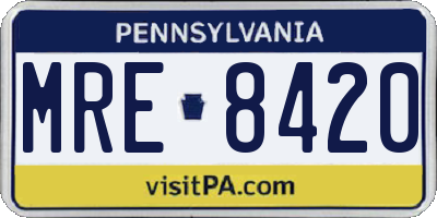 PA license plate MRE8420