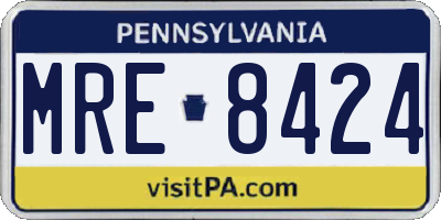 PA license plate MRE8424