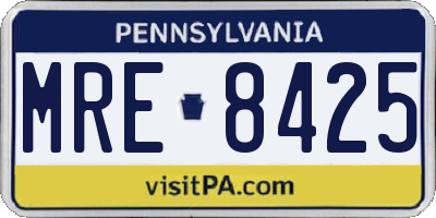 PA license plate MRE8425