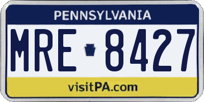 PA license plate MRE8427