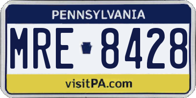 PA license plate MRE8428
