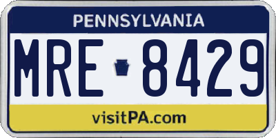 PA license plate MRE8429