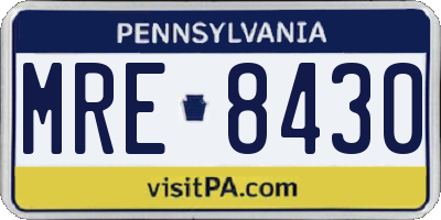 PA license plate MRE8430