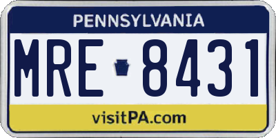 PA license plate MRE8431