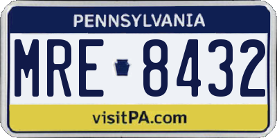 PA license plate MRE8432