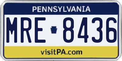 PA license plate MRE8436