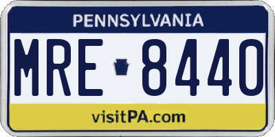 PA license plate MRE8440