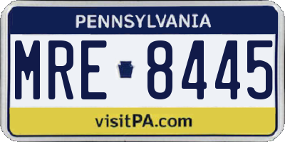 PA license plate MRE8445