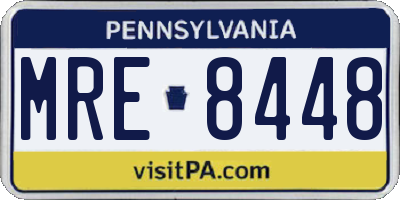 PA license plate MRE8448