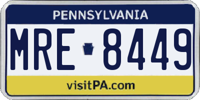 PA license plate MRE8449