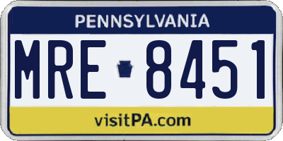 PA license plate MRE8451