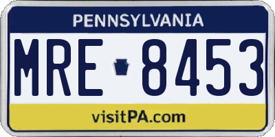 PA license plate MRE8453