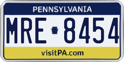PA license plate MRE8454