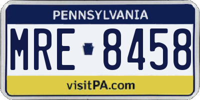 PA license plate MRE8458