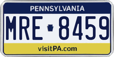PA license plate MRE8459