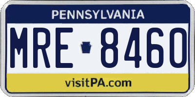 PA license plate MRE8460