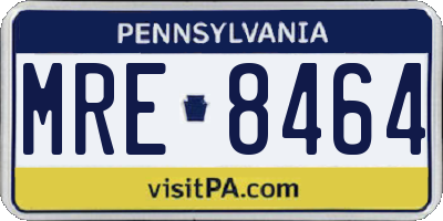 PA license plate MRE8464