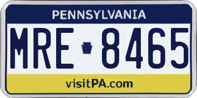 PA license plate MRE8465