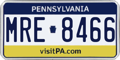 PA license plate MRE8466