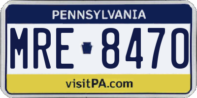 PA license plate MRE8470