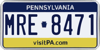 PA license plate MRE8471