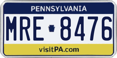 PA license plate MRE8476