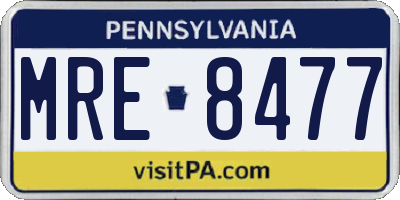 PA license plate MRE8477