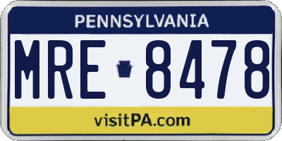 PA license plate MRE8478