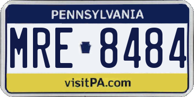 PA license plate MRE8484
