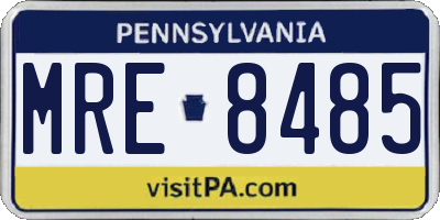 PA license plate MRE8485
