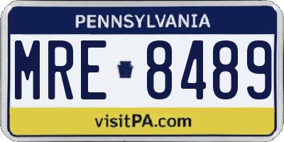 PA license plate MRE8489