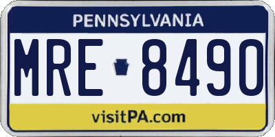 PA license plate MRE8490