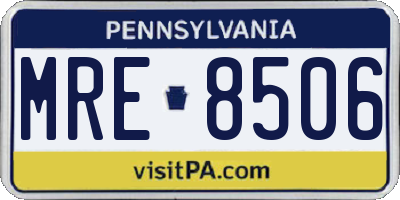 PA license plate MRE8506