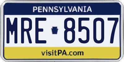 PA license plate MRE8507