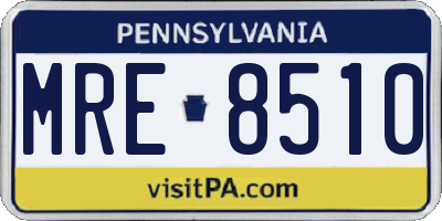PA license plate MRE8510