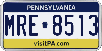 PA license plate MRE8513