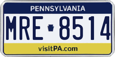 PA license plate MRE8514
