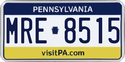 PA license plate MRE8515