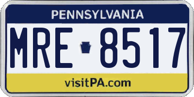PA license plate MRE8517