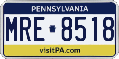 PA license plate MRE8518