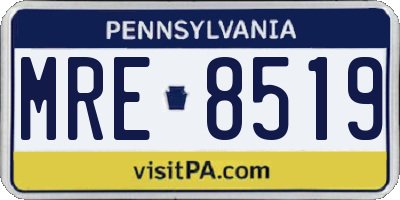 PA license plate MRE8519