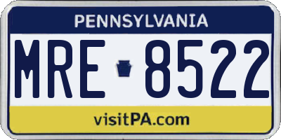PA license plate MRE8522
