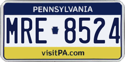 PA license plate MRE8524